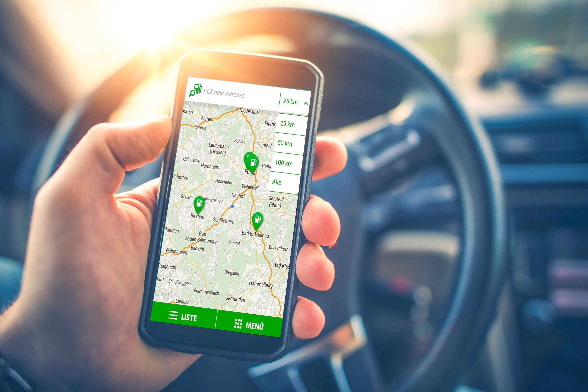 Per App findet man die passenden Tankstellen für Erdgas auch unterwegs 