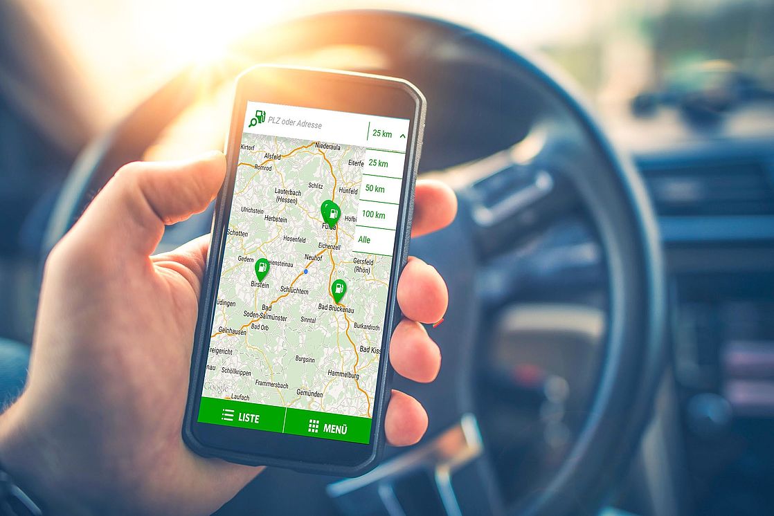 An App helps to find a suitable natural gas filling station en route
