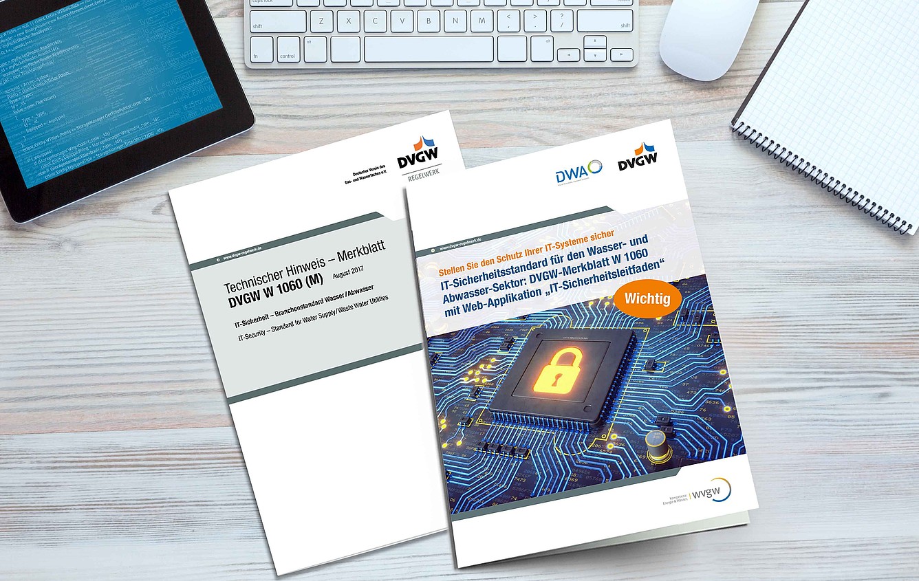 DVGW-Merkblatt W 1060 mit Web-Applikation "IT-Sicherheitsleitfaden" für den Schutz von IT-Systemen im Wasser- und Abwasser-Sektor
