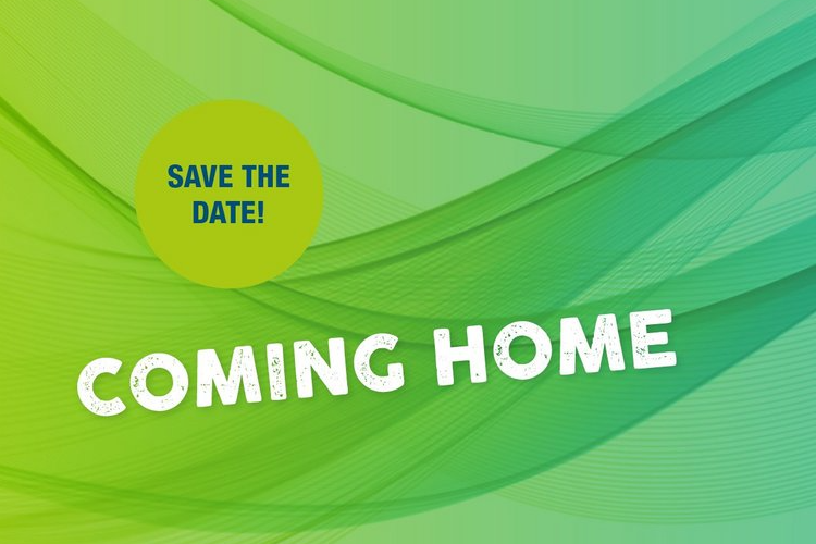 Schriftzug Save the date COMING HOME