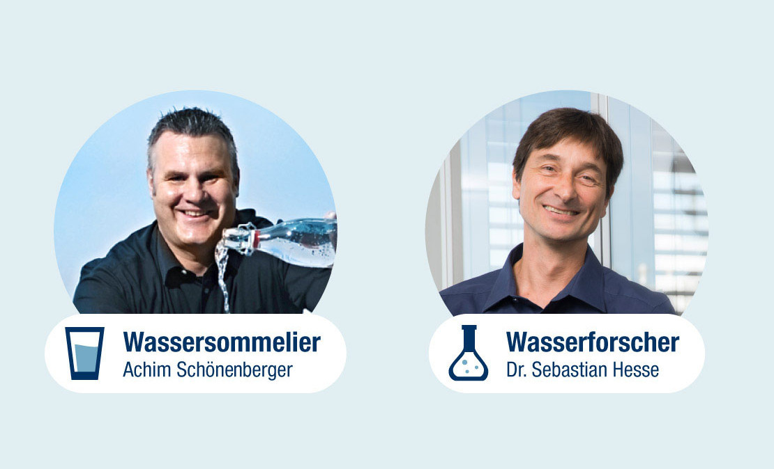 Kennen sich mit Wasser bestens aus: Wassersommelier Achim Schönenberger und Dr. Sebastian Hesse vom DVGW-Technologiezentrum Wasser