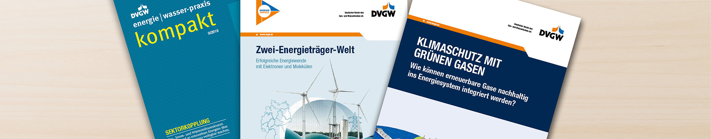 Cover von DVGW-Broschüren zu Gas und Energiewende