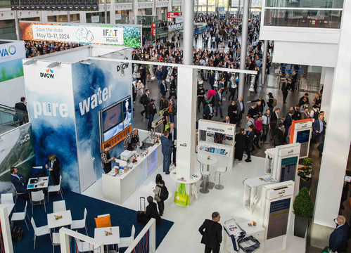 View from above of the DVGW joint stand at IFAT 2022 in Munich