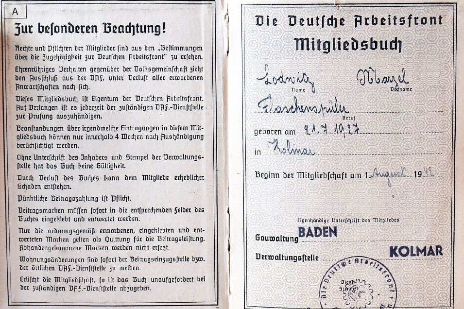 Mitgliedsbuch der Deutschen Arbeitsfront (DAF)