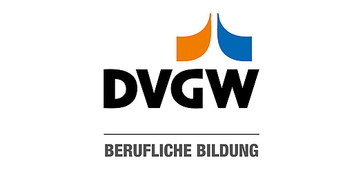 Schriftzug "Berufliche Bildung" steht in schwarz unter dem Logo des DVGW