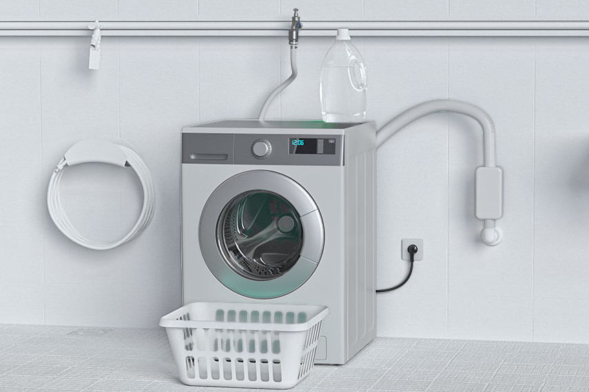 Waschmaschine mit Anschlüssen